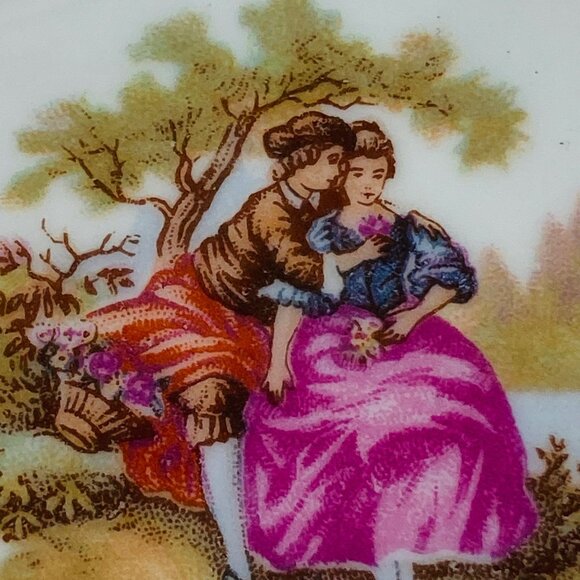 Limoges Castel France Porcelaine Miniature Tray Lovers Gold Trim Vintage as is - Picture 2 of 11